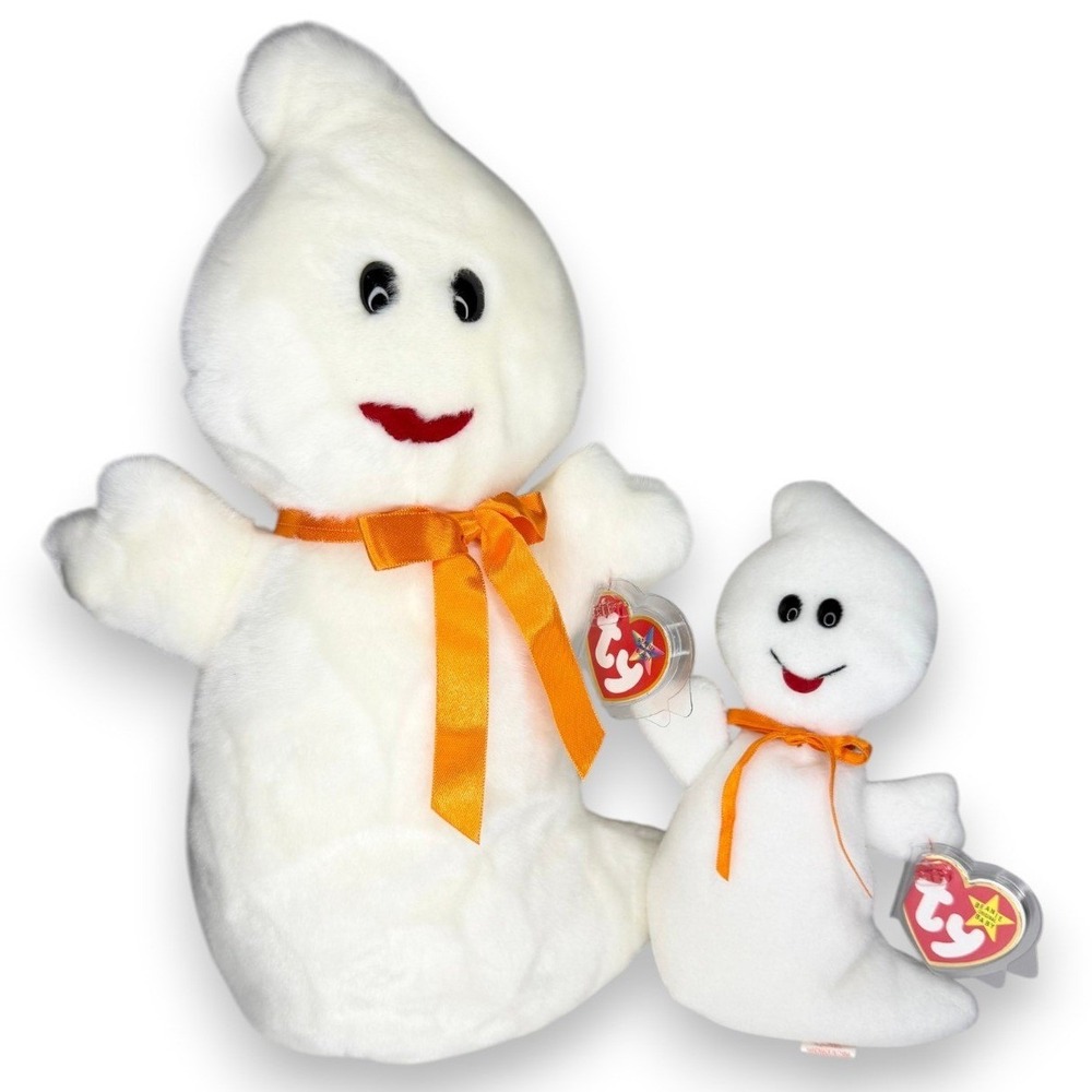 Spooky the Ghost Duo | Halloween Spirits | Mint Heart Tags TY Beanie Set